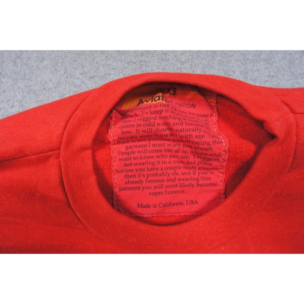 Aviator Nation Sweatshirt Womens XS Red Crewneck Pullover Long Sleeve FLAW**** - Picture 6 of 10